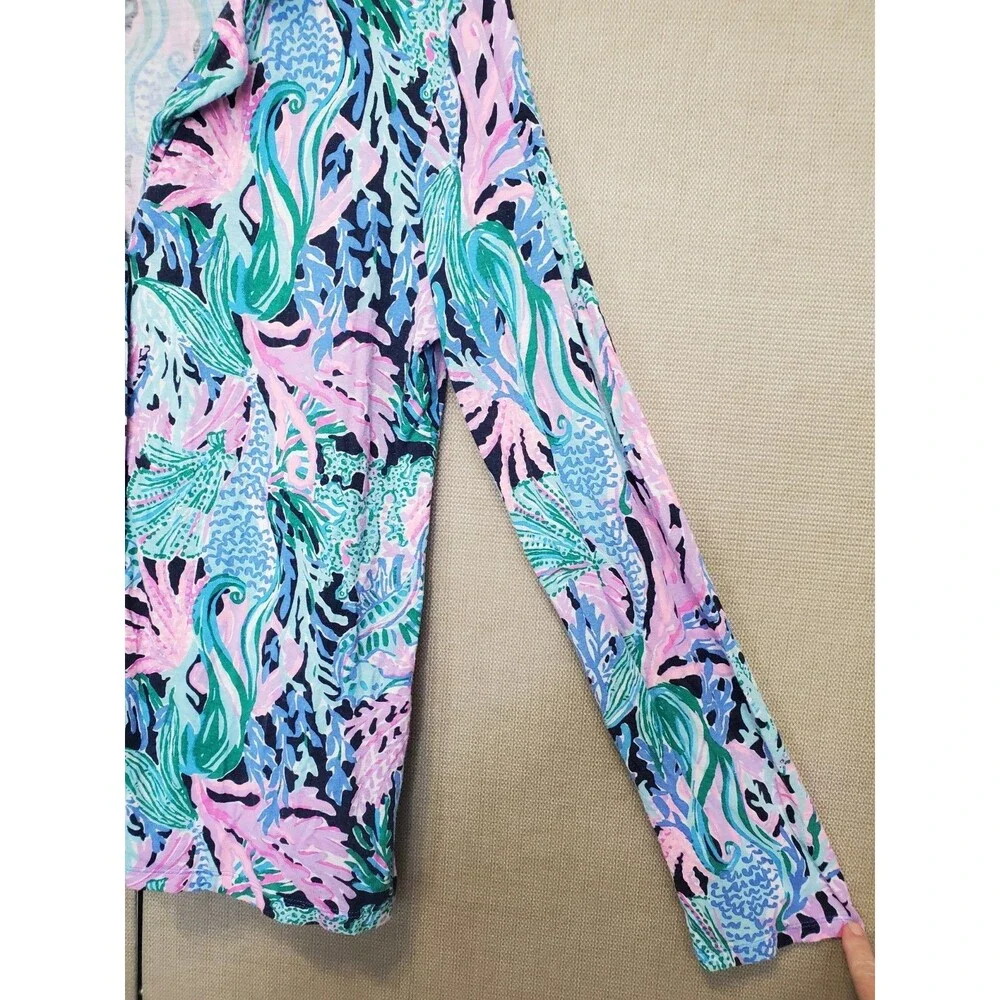 Lilly Pulitzer PJ Knit Long Sleeve Button-Up Pajama Top Size Large #007120